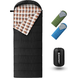 Сплячий мішок Bessport зимовий для дорослих, 3-4 сезони, легкий, ультралегкий, компактний, водонепроникний, для кемпінгу, трекінгу та подорожей (чорний)