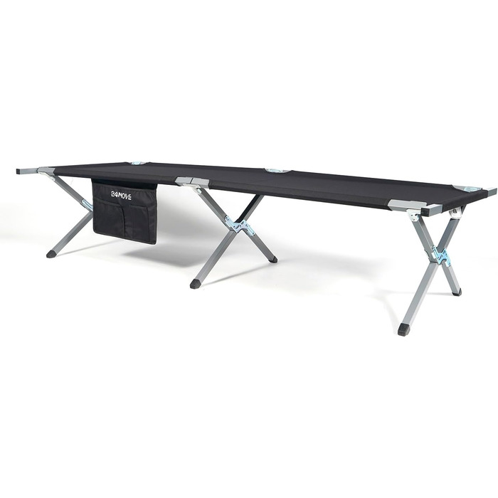 Розкладне ліжко 24MOVE® для кемпінгу та відпочинку на природі, 210x72x45 см, чорне, до 200 кг
