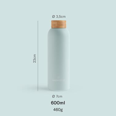 Waterdrop сталева термос-пляшка 600 мл, подвійні стінки, герметична, для газованої води, зберігає холод до 24 годин, тепло до 12 годин