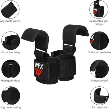 Набір для важкої атлетики: гак для тяги з гумовими ручками, захист зап'ястя з неопрену, 7 мм, для силових тренувань