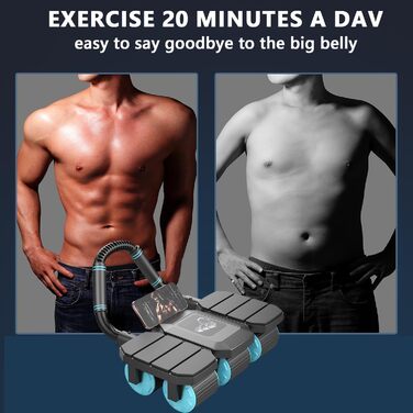 Автоматичний ролик для пресу з функцією відскоку та 6 колесами, тренажер для пресу, Core Trainer, 150 кг, з тримачем для телефону