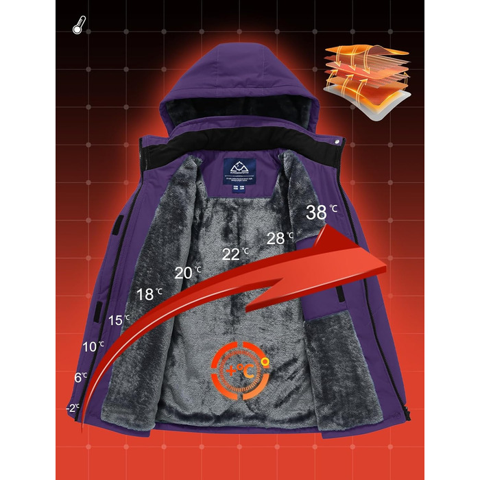 Зимова куртка Daen Outdoor: вітронепроникна, водонепроникна Softshell з капюшоном (XS, фіолетовий)