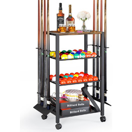 Стійка для київ (8 шт.) з органайзером для аксесуарів для більярду – зберігання для київ, куль, та обладнання. Міцна підставка для більярдного столу вдома або в барі