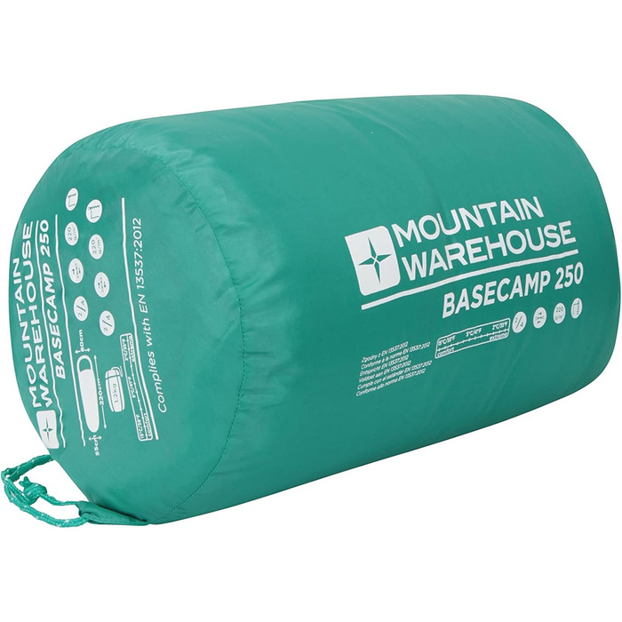Спальний мішок Mountain Warehouse Basecamp 250 - для дорослих та дітей, блакитно-зелений