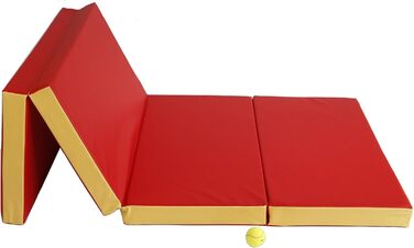 Складний гімнастичний мат NiroSport 200x100x8 см, водонепроникний, червоно-жовтий, для фітнесу, спорту та тренувань
