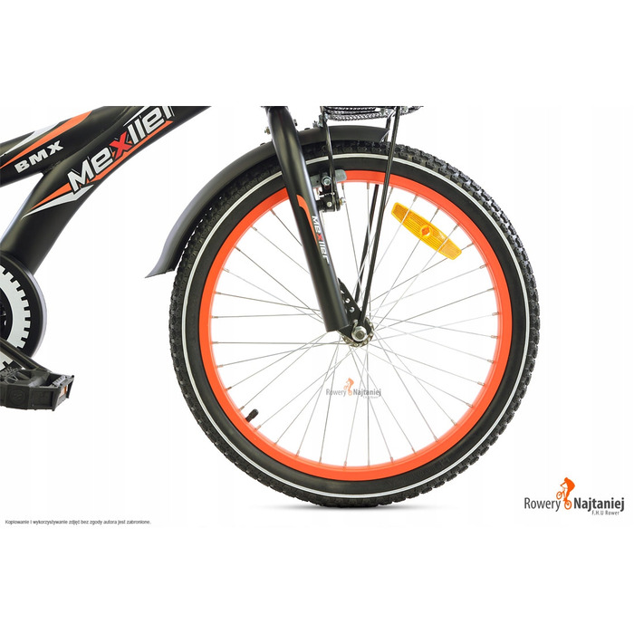 Дитячий велосипед Mexller BMX 20 дюймів, синій, з додатковими колесами