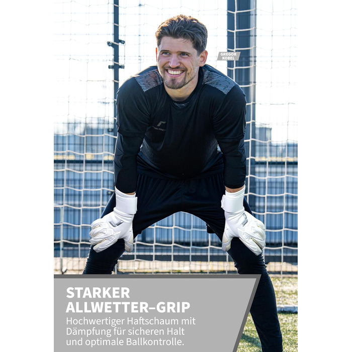 Воротарські рукавиці Reusch Profi Raptor Pro (біло-срібні), розмір 7 - професійний хафтшаум 4мм, для газону та штучного покриття