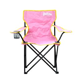 Складний стілець для кемпінгу та риболовлі з підлокітниками та тримачем для напоїв (рожевий з жовтим)