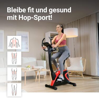 Велотренажер Hop-Sport HS-005H з керуванням через додаток, 12 програмами тренувань, 16 рівнями навантаження, для фітнесу, до 150 кг, червоний