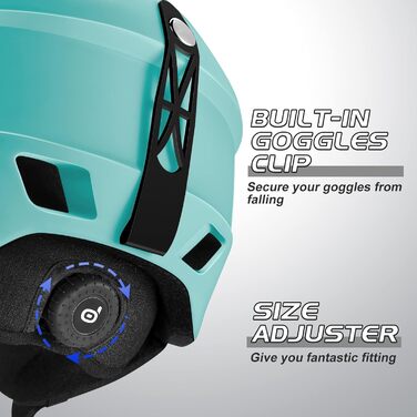 Шолом для сноуборду та гірських лиж Odoland з маскою, блакитний, M (55-59 см)