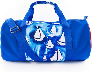 Спортивна сумка Anemoss Marine Collection, циліндрична, поліестер, регульований дуфл-бег з якорним принтом, темно-синя, 37x50 см