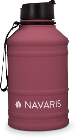 Navaris Фітнес-пляшка 2,2 л з нержавіючої сталі, спортивна пляшка XXL для води, BPA Free, бордова