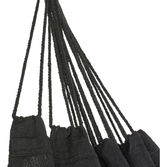 Гамак подвійний 200x150 см, бавовна, до 200 кг, Boho стиль, для саду, балкону, тераси, чорний