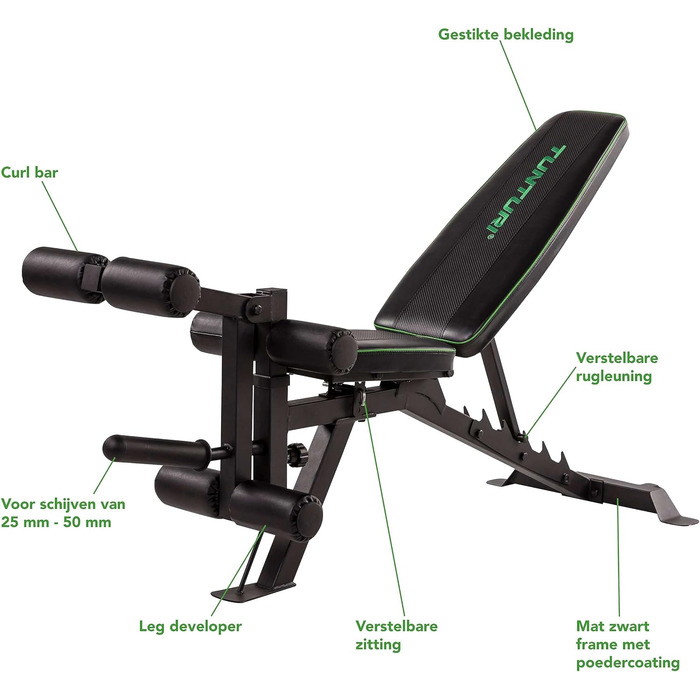 Регульована лава для тренувань Tunturi UB60 зі спинкою та підніжками