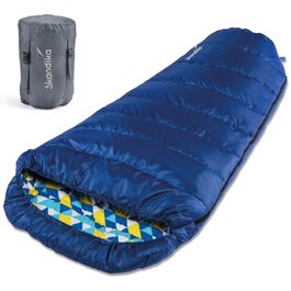 Спальний мішок Skandika Vegas Flanell XXL синій - для кемпінгу, 3 сезони, до -15°C, 220x110 см
