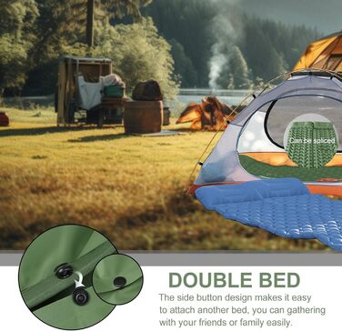 Саморозгортальний килимок для кемпінгу Podazz - ультралегка спальна матрац з подушкою, 10 см товщина, водонепроникний, з вбудованим насосом для туризму (блакитний)