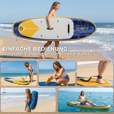 Надувний SUP борд Devoko 320x80x15 см з аксесуарами: для серфінгу, риболовлі, йоги та каякінгу (Marineblau)