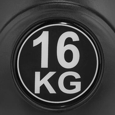 Kettlebell Relaxdays 16 кг, пластикова гиря для фітнесу, чорна, для жінок і чоловіків