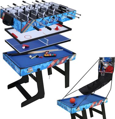 HLC 5-в-1 Багатофункціональний стіл для ігор: пінг-понг, хокей на повітрі, більярд, баскетбол, кікер