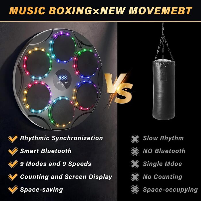 Музичний бокс для боксу TODO Music, смарт Bluetooth LED, 9 режимів швидкості, кольорове підсвічування