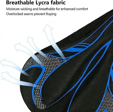 Подушка на сидіння велосипеда AUVSTAR з гелевою вставкою, дихаюча, преміум-якість, для гірського велосипеда, унісекс (Блакитний 02)