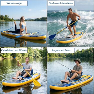 Надувний SUP борд Devoko 320x80x15 см з аксесуарами: для серфінгу, риболовлі, йоги та каякінгу (Marineblau)