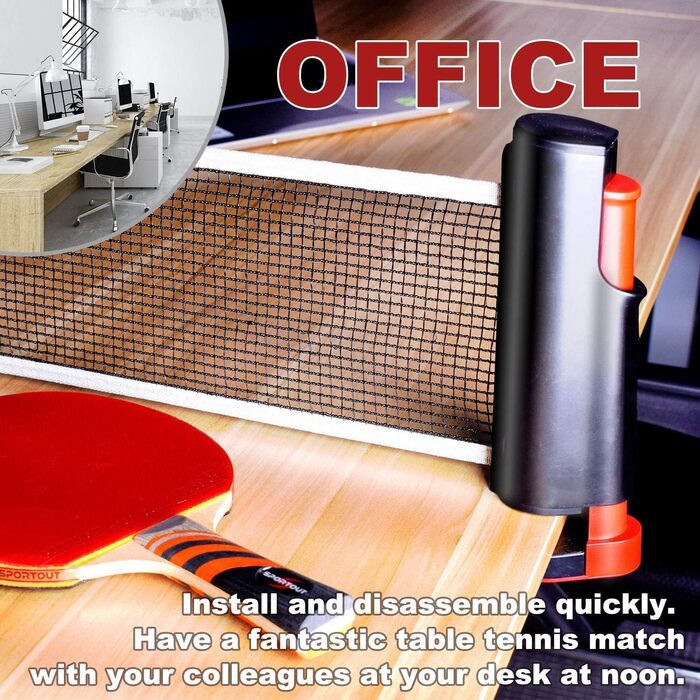 Сітка для настільного тенісу Sportout, регульована, знімається, замінна, для всіх типів столів, чорна