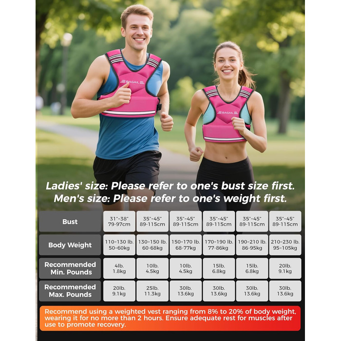 Вага для тренувань BAGAIL: регульована вага, знімні мішки з піском, підходить для чоловіків та жінок, ідеальна для фітнесу та аеробіки (Рожева, 5.5-8.2 кг)