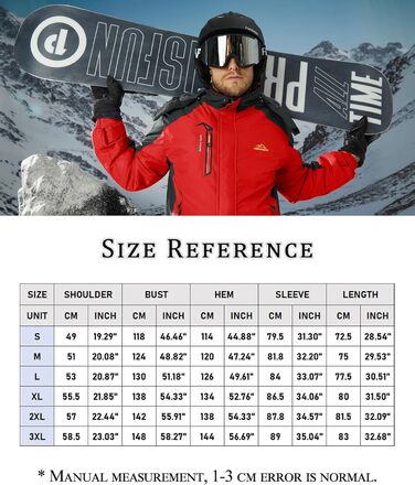 Зимова куртка KEFITEVD для чоловіків: водонепроникна, тепла, з капюшоном, Softshell, флісова, червона, XL