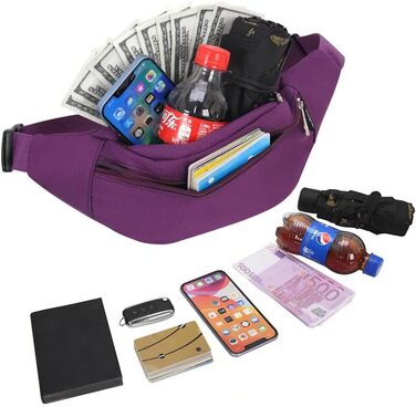 Сумка на пояс жіноча та чоловіча Bauchtasche для фітнесу, спорту, велосипеда, кемпінгу. Лілова, універсальний розмір