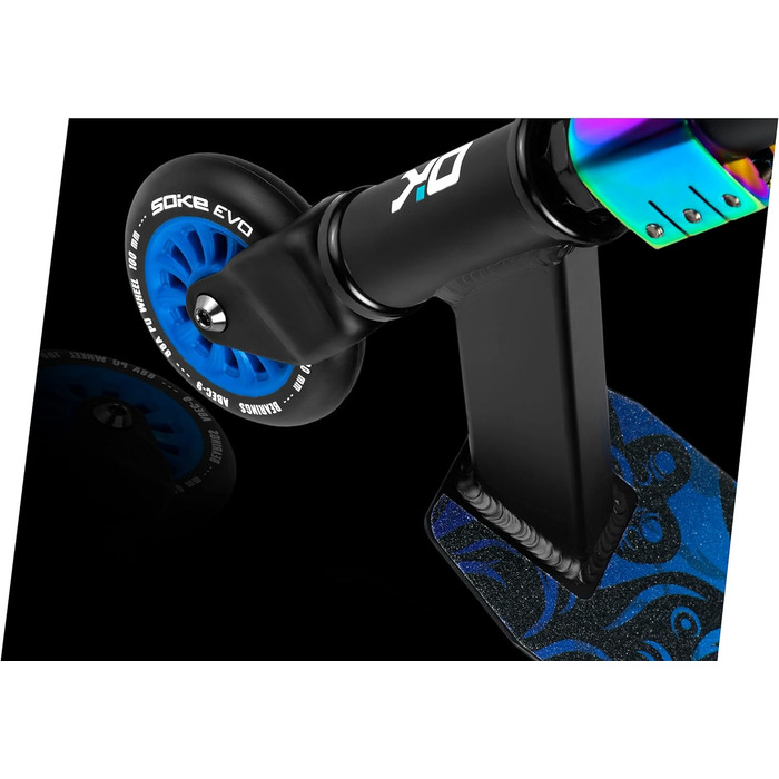 Трюковий самокат SOKE EVO Street ABEC-9, для дорослих і дітей, 50 см, 360° кермо, алюмінієва 3-болтова клема, чорний