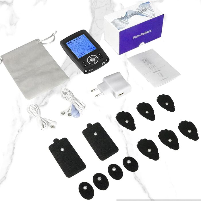 Апарат для терапії болю TENS EMS, електроспур з 36 програм, 12 електродів, для зняття болю