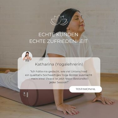 Йога-болстер Inner Peace: довге подування для йоги з органічної дінкової вати, 23 см, Made in Germany, знімний бавовняний чохол (лісова полуниця)