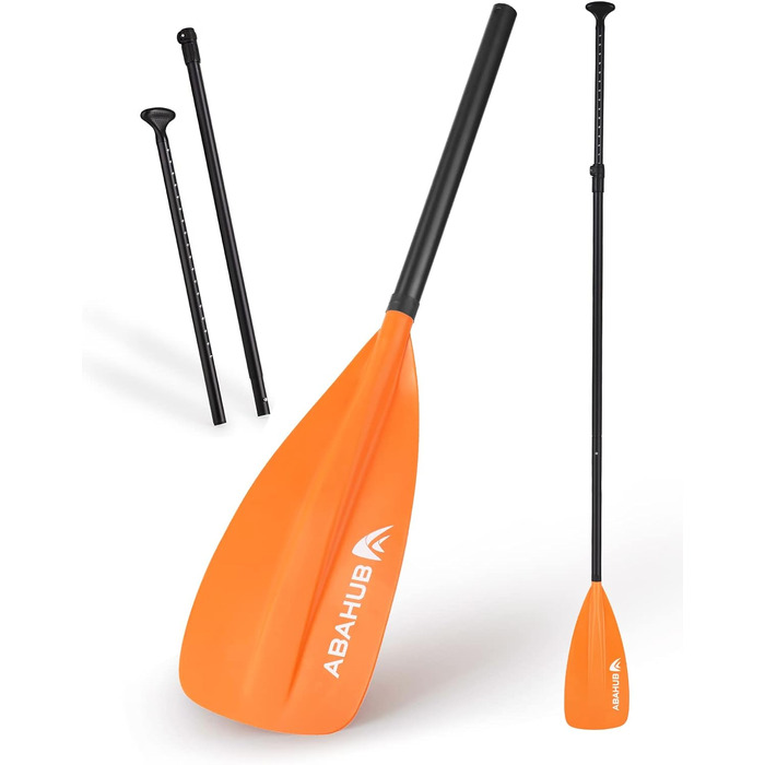 SUP весло Abahub 2-в-1 для сап- і каяк-дошки, алюмінієве, регульоване, 172-213 см, пластикове лезо, помаранчеве