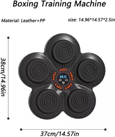 Музична тренувальна машина Boxtrainingsmaschine: смарт-стінка для боксу з рукавичками, 9 режимів швидкості, реакція рук/очей/швидкості для зняття стресу, чорний