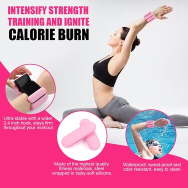 Набір вантажів для зап'ястя та щиколоток (2 шт по 0,5 кг) для фітнесу, йоги, танців, пілатесу, рожеві