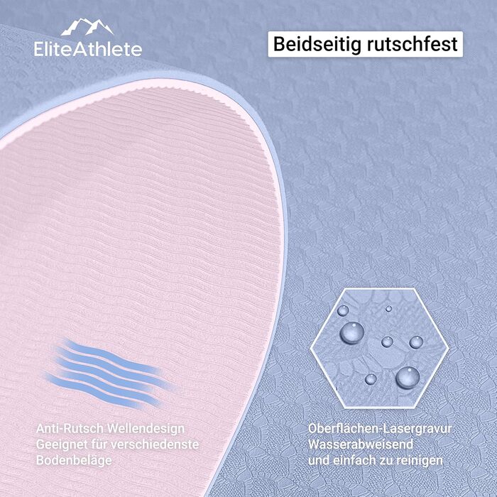 Йога мат EliteAthlete: спортивна, фітнес, гімнастична - з неслизьким покриттям. Розмір 183x61x0.6 см. Включає сумку та ремінь для перенесення. Колір: Ivory Cream