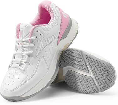 Тенісні кросівки FitVille для жінок, широка модель, для залу, дихаючі, для тенісу, бадмінтону, фітнесу, ходьби. Кольори: авокадо, сірий, білий, рожевий. Розмір EU 36 (широкий)