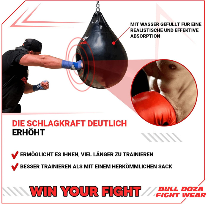 Водонепроникний боксерський мішок Bull Doza Fight Wear, міцний, три розміри, L (48 см), 53 кг