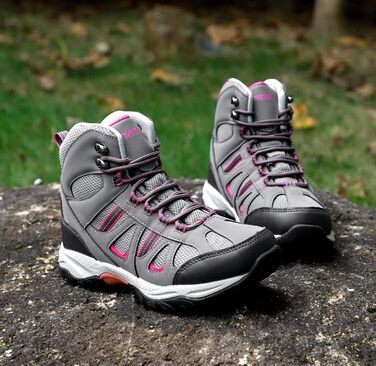 Жіночі трекінгові черевики для хайкінгу та туризму. Зручні, з антиковзкою підошвою. Кольори: рожевий, сірий. Розмір 36 EU