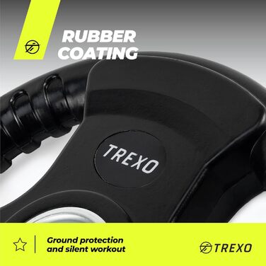 Диск для штанги TREXO з ручками, чавунний, 5 кг, покритий, для фітнесу, кросфіту, силових тренувань
