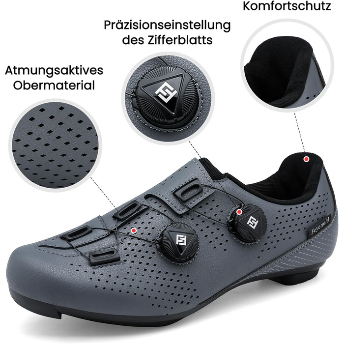 Велосипедні черевики для чоловіків та жінок, сумісні з SPD-SL педалями, встановлення SPD/Look KEO, розмір 38 EU, сірі
