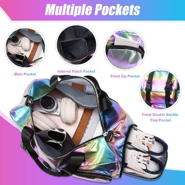 Спортивна сумка Tokeya для жінок: водонепроникна, з відділенням для взуття та мокрою білизною. Легка, складна, ідеальна для занять спортом, фітнесом, подорожами (Чорний)