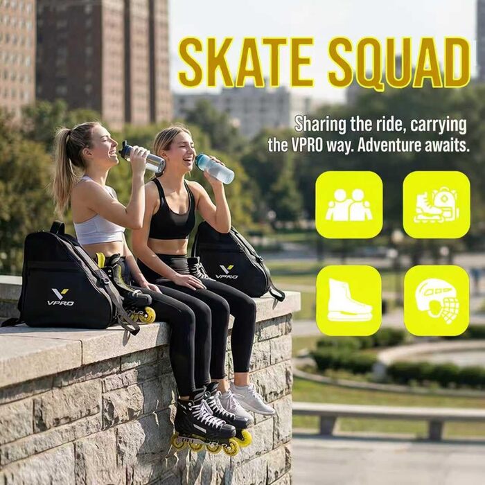 Сумка для ковзанів VPRO: для фігурного катання, роликів, інлайнів. Зручна, з ремінцем та кишенькою. Для дітей та дорослих. Колір: небесно-блакитний