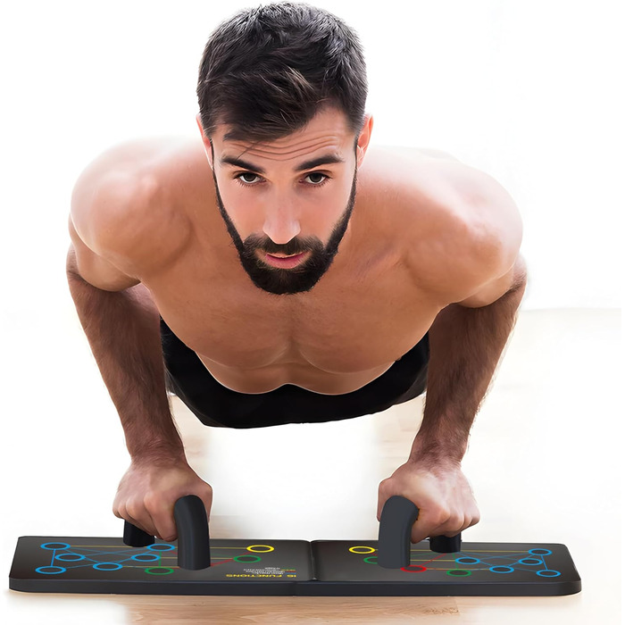 Дошка для віджимань Retoo Push up Board 13 в 1, складана та портативна, з 2 ручками для віджимань, неслизька дошка для тренування грудей для чоловіків/жінок, обладнання для домашніх тренувань