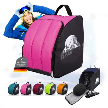 Чохол для лижних черевиків BambiniWelt Rafael K. - 40x42x30 см, водонепроникний, з ручкою та лямками, для черевиків, шолома та рукавичок (чорний-рожевий)