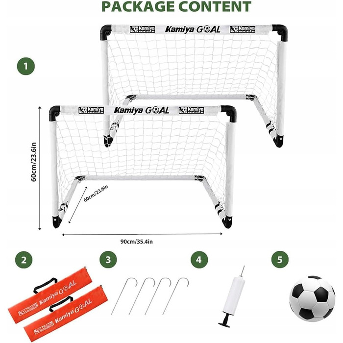 Набір дитячих розкладних футбольних воріт KAMIYA (2 шт.), портативні, для саду та спортивних ігор