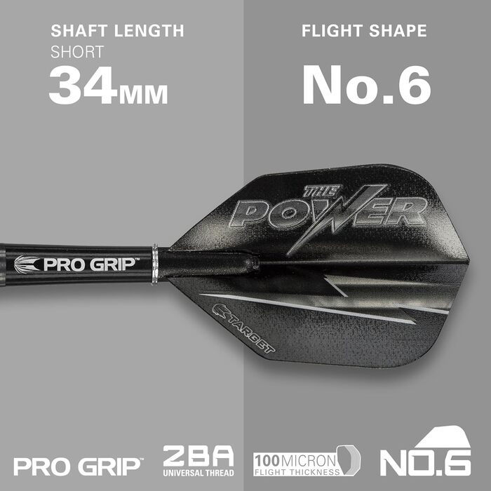 Дартси Target Phil Taylor Power 8-Zero 1, 80% вольфрам, 21/23/25 г, сталевий наконечник, чорні, з кейсом