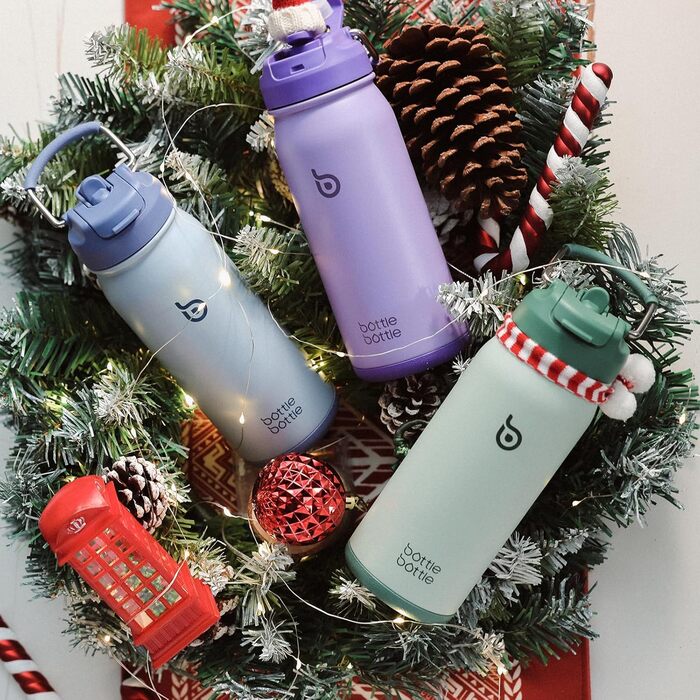 Фляга для води з нержавіючої сталі 473мл з трубочкою та відділенням для пігулок - BPA Free - для університету, школи, спорту, дитячого садка (Зелена)