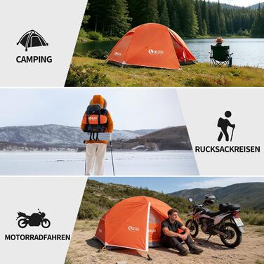 Намет кемпінговий купольний Campingzelt на 1-2 особи, водонепроникний, вітростійкий, для походу, кемпінгу та активного відпочинку (помаранчевий)
